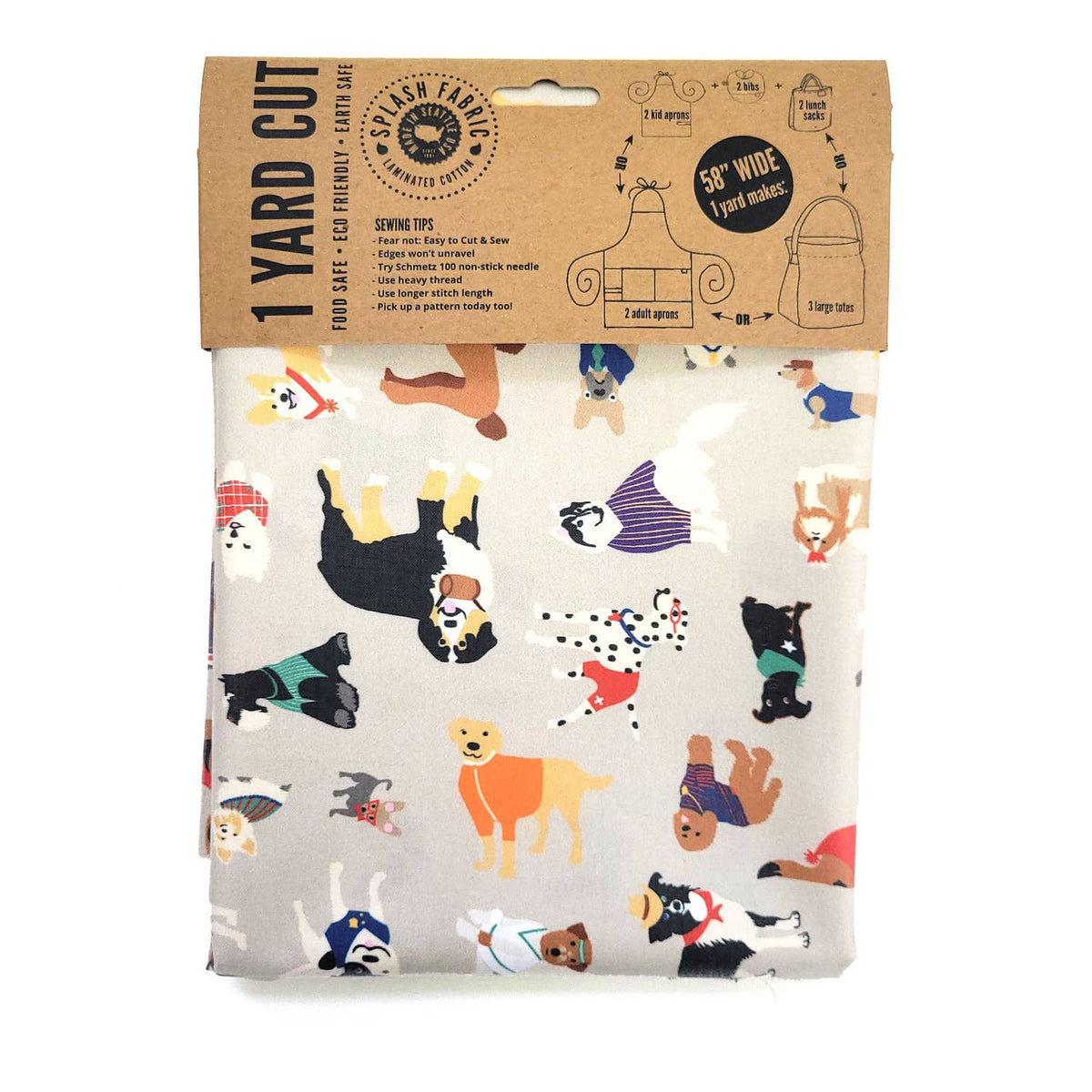 Splash Laminate Cotton 1 Yard Cut - Beach Dogs