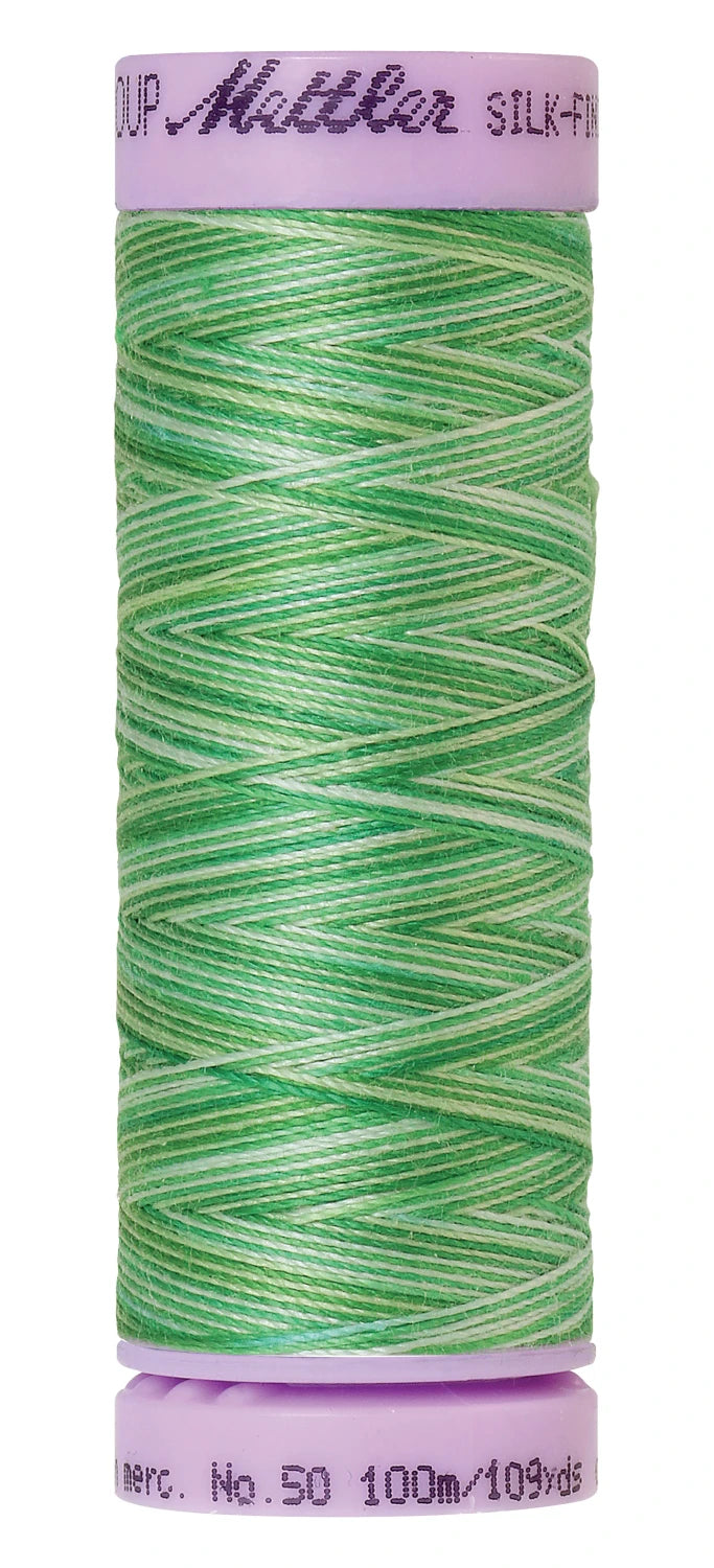 Mettler 9821 Silk-Finish 50wt Variegated Cotton Thread 109yd/100M Minty