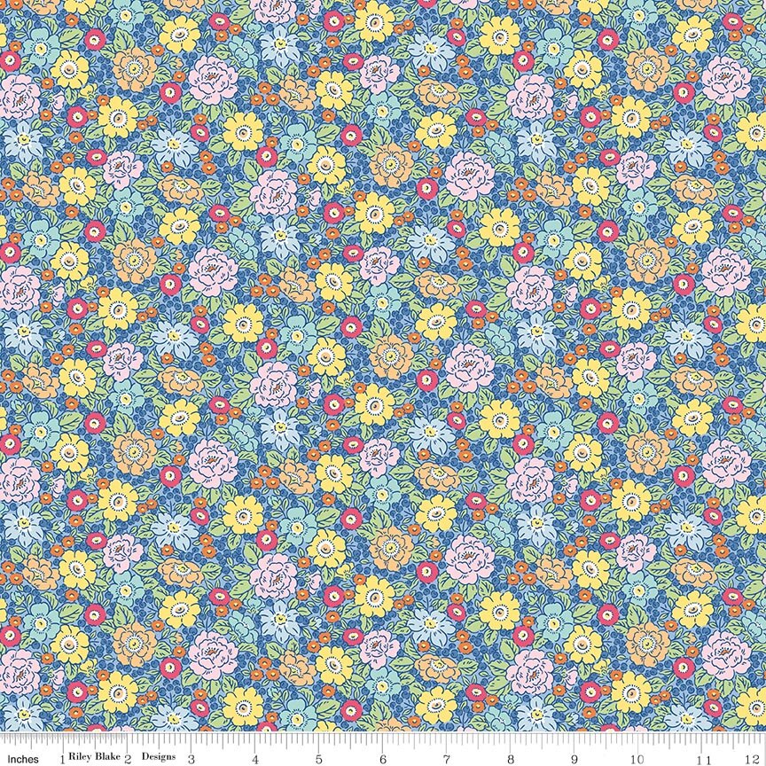 Traditional 30's Floral Blue