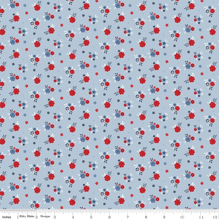 Hooray for the USA Floral Blue