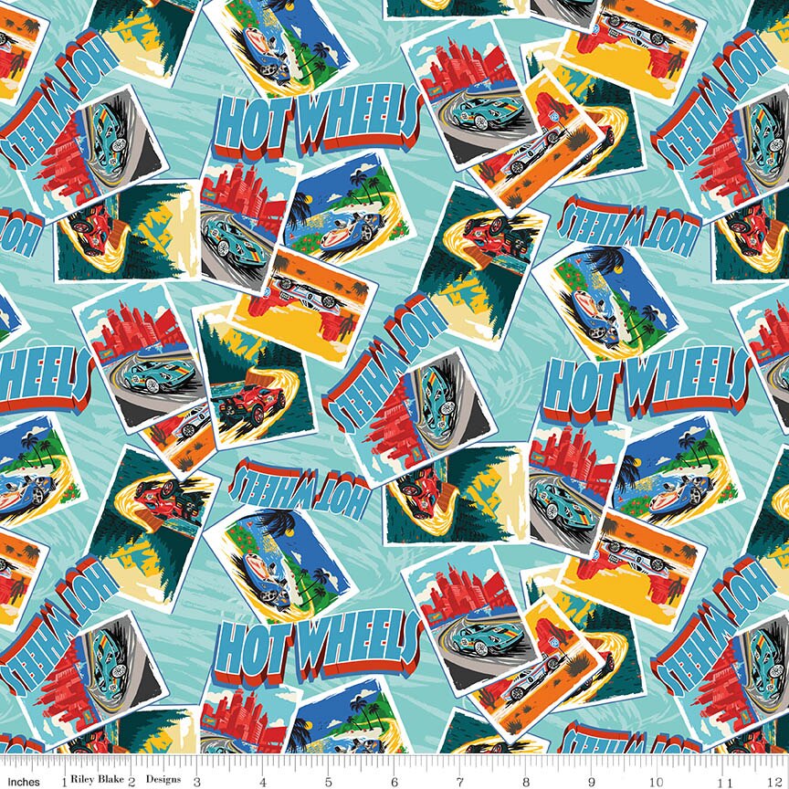 Hot Wheels Drive Around the World Postcards Aqua