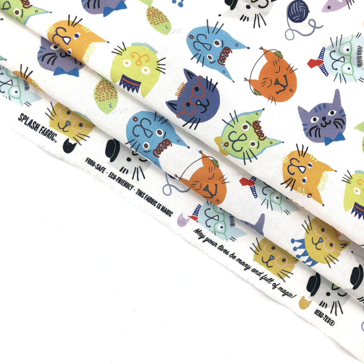 Splash Laminate Cotton Fabric 1 Yard Cut - Cool Cats