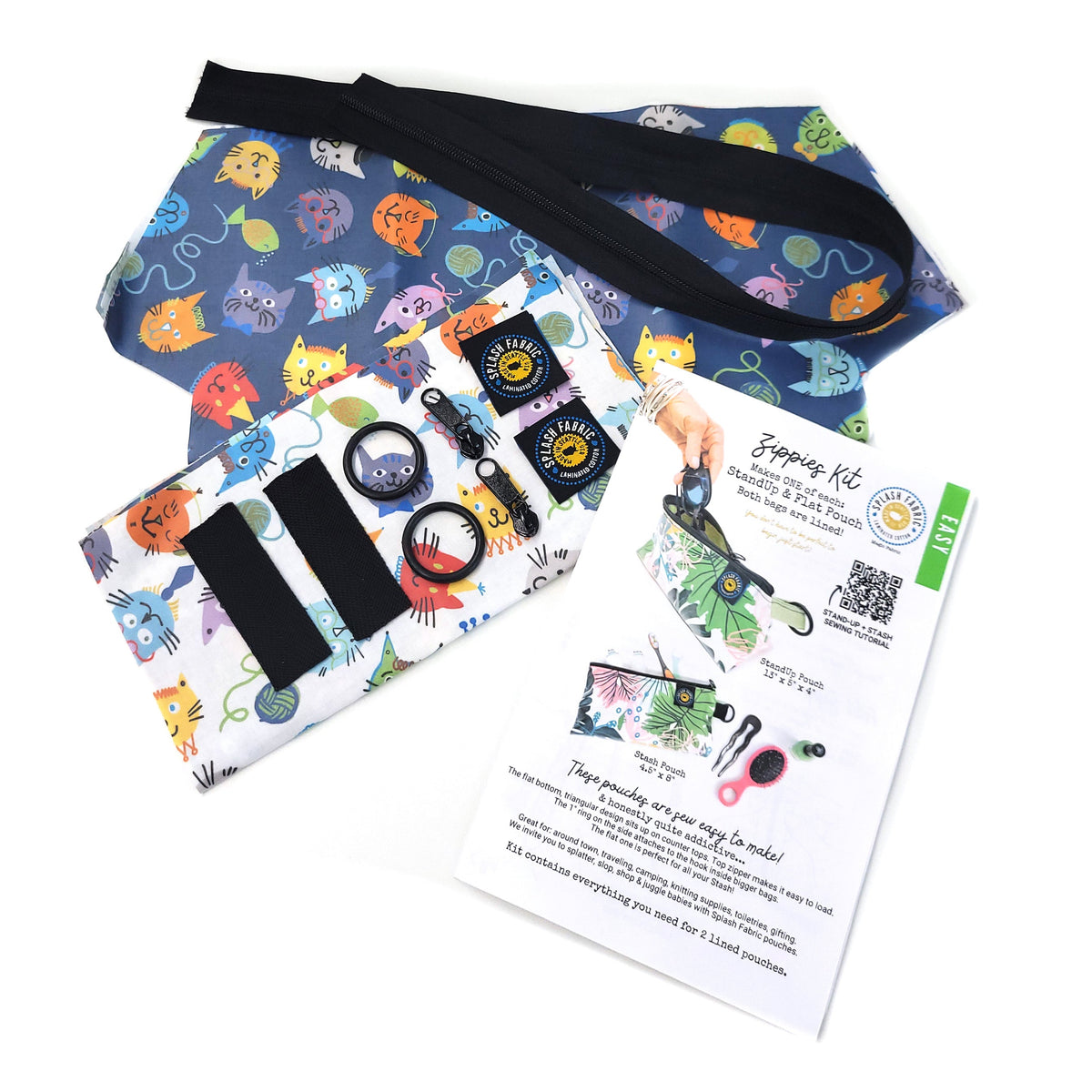 Splash Laminate Cotton Zipper Pouch Sewing Kit - Sheep
