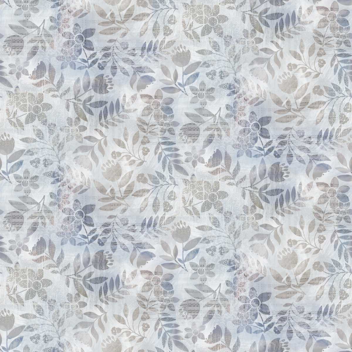 Kindly Yours Blue/Taupe Leaves 6602