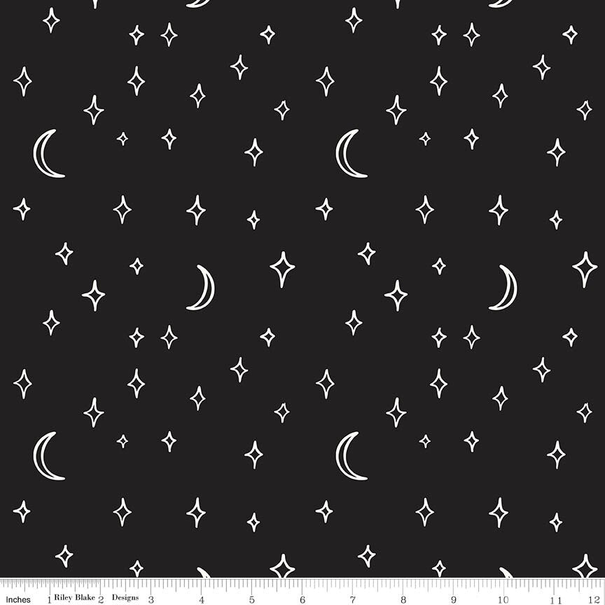 Vintage Boo 107/108 Inch Wide Back Stars and Moons Black