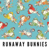 Laminated Cotton Cinch Bag Sewing Kit - Runaway Bunnies