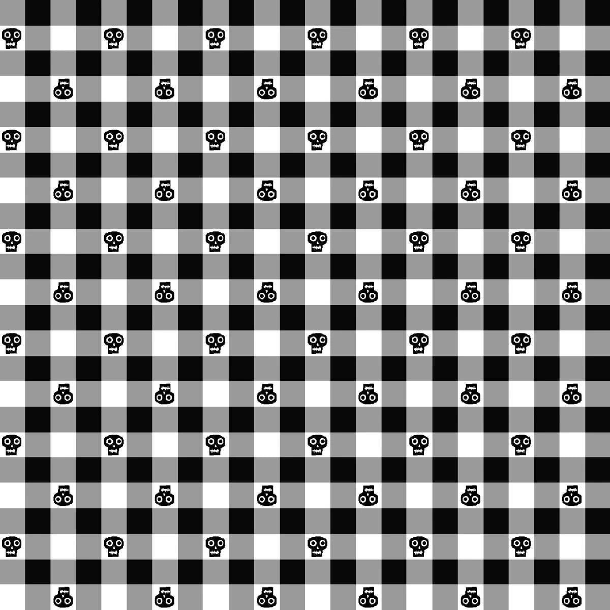 I Made A Boo-Boo Gingham Skull Black Fabric 806325