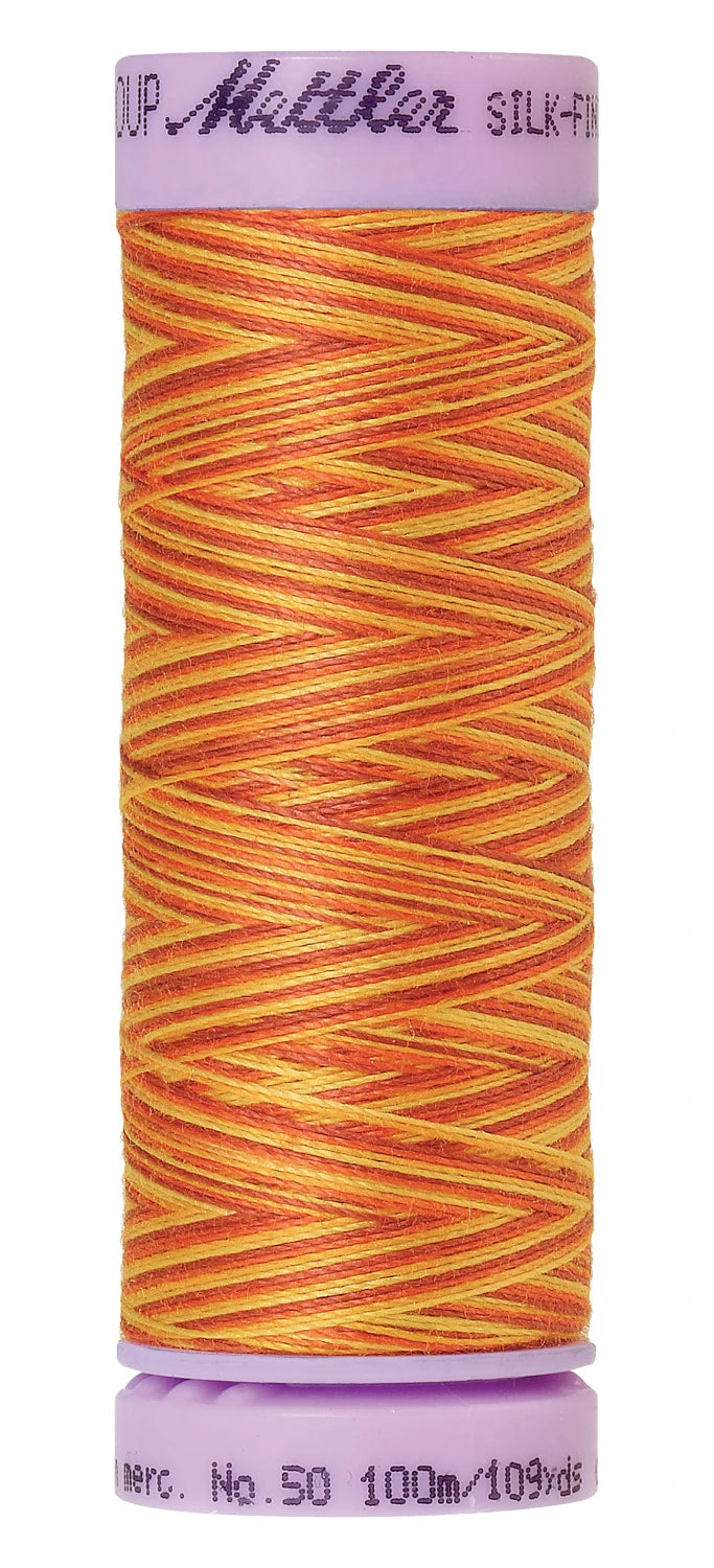 Mettler 9858 Silk-Finish 50wt Variegated Cotton Thread 109yd/100M Falling Leaves