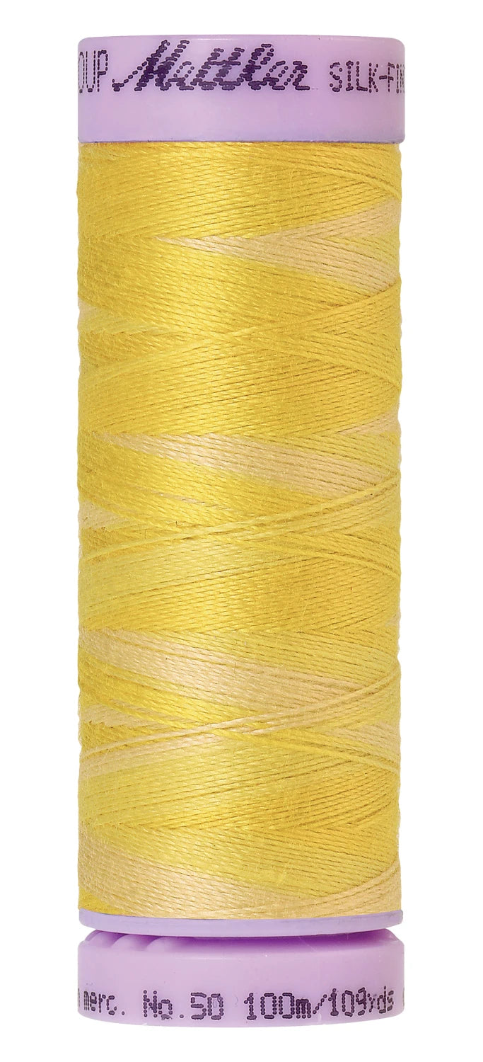 Mettler 9859 Silk-Finish 50wt Variegated Cotton Thread 109yd/100M Canary Yellow
