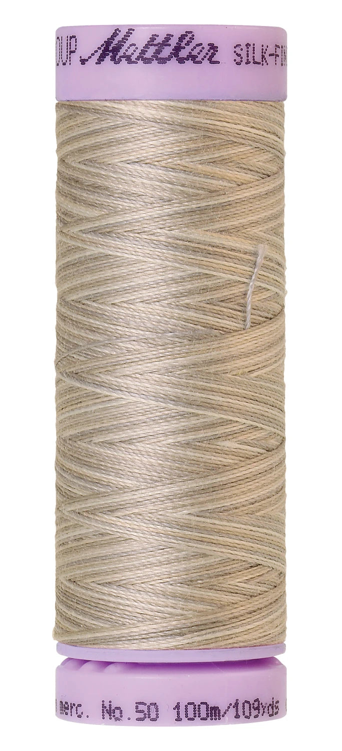 Mettler 9860 Silk-Finish 50wt Variegated Cotton Thread 109yd/100M Dove Gray