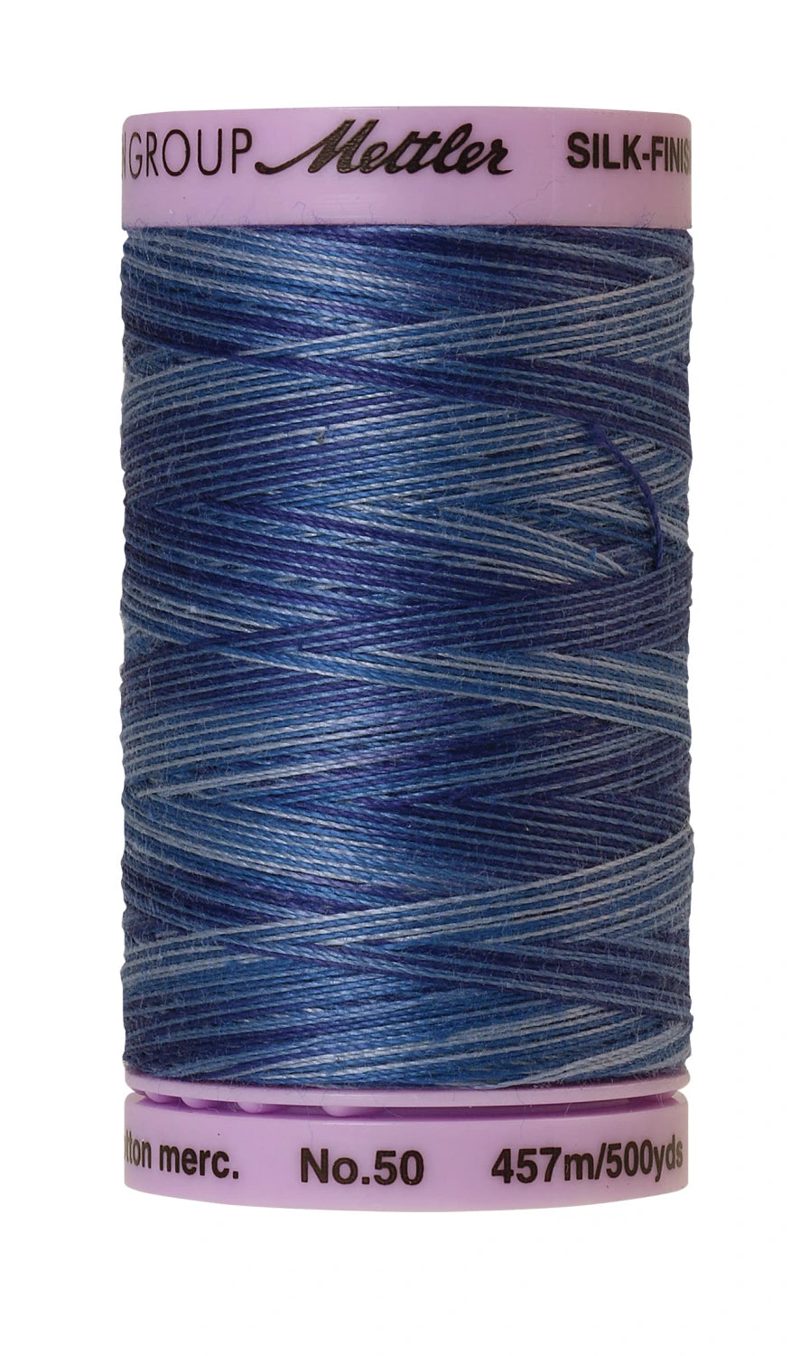 Mettler 9812 Silk-Finish 50wt Variegated Cotton Thread 500yd/457M Evening Blue