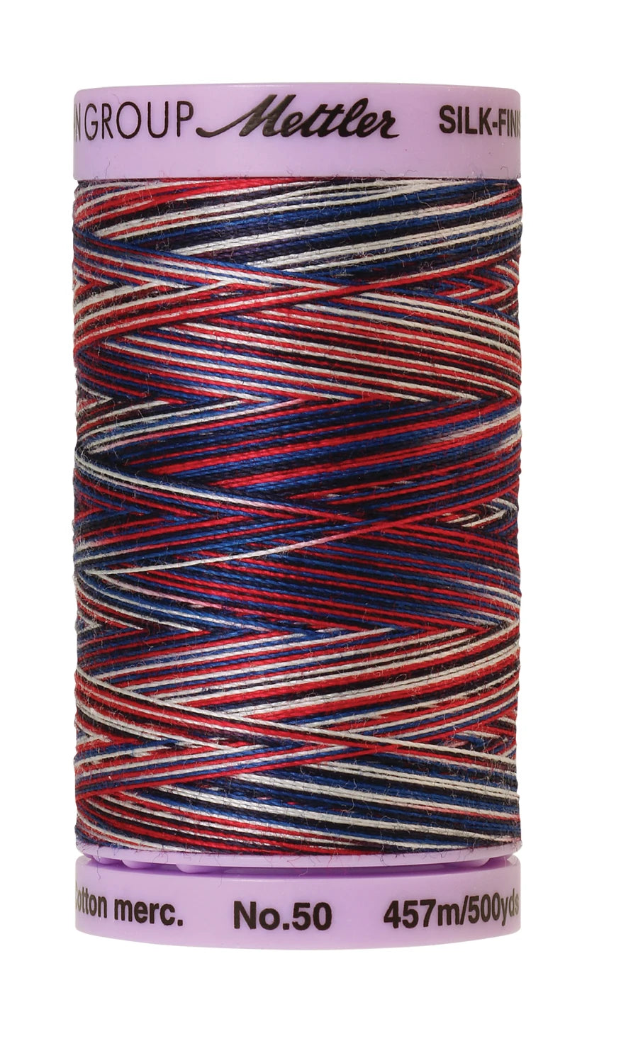 Mettler 9823 Silk-Finish 50wt Variegated Cotton Thread 500yd/457M Patriotic