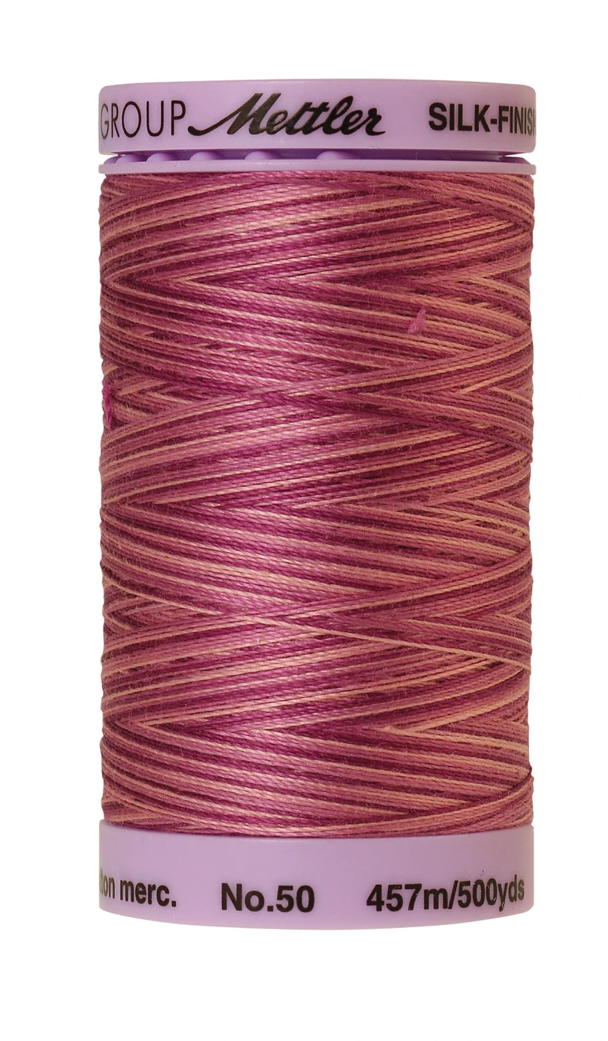 Mettler 9839 Silk-Finish 50wt Variegated Cotton Thread 500yd/457M Pink Flox