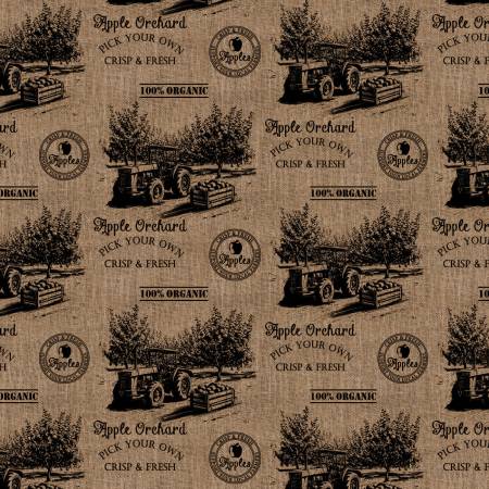 Apple Orchards Multi Stamped Burlap 804123
