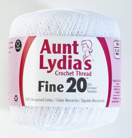 Aunt Lydia Fine Crochet Thread Size 20 White
