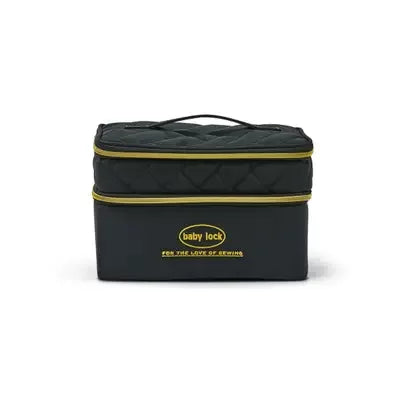 Baby Lock Double Organizer-Quilted Black With Gold Logo & Components