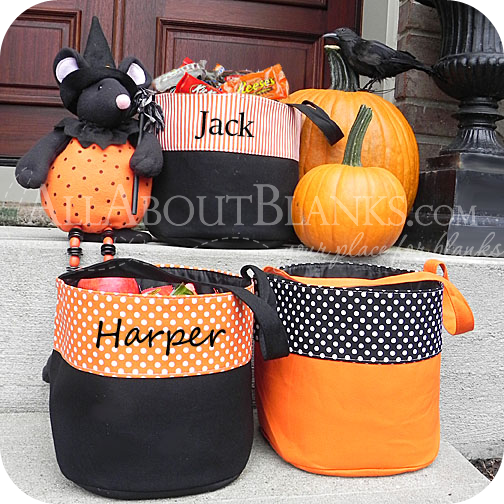 Bucket Bags Halloween - Orange with Black Polka Dots