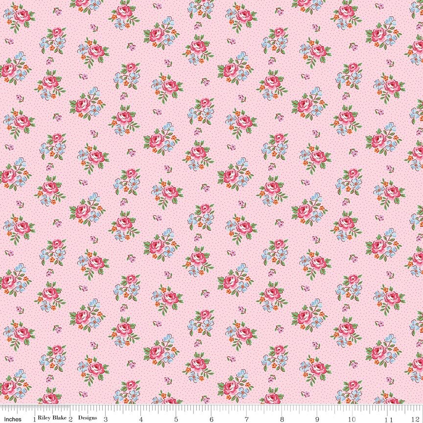 Traditional 30's Scattered Floral Pink