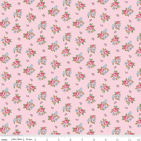 Traditional 30's Scattered Floral Pink