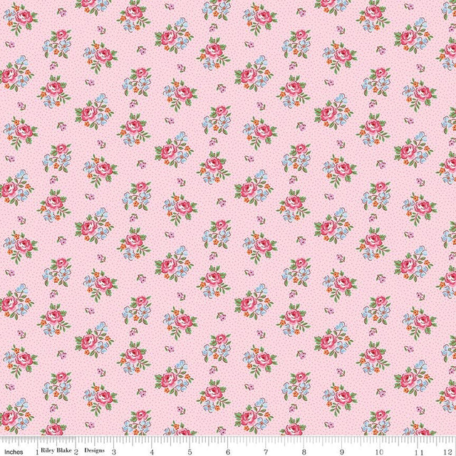 Traditional 30's Scattered Floral Pink