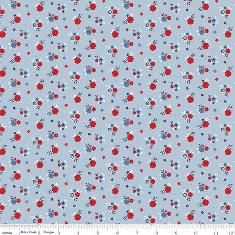 Hooray for the USA Floral Blue