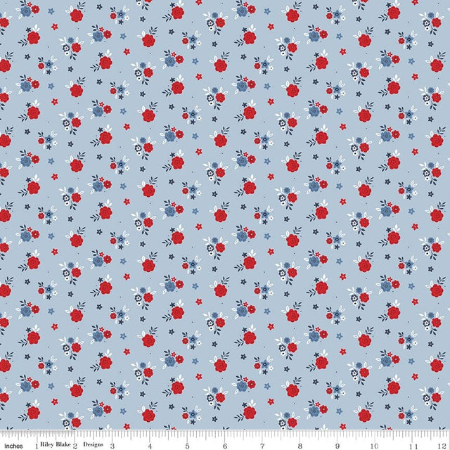Hooray for the USA Floral Blue