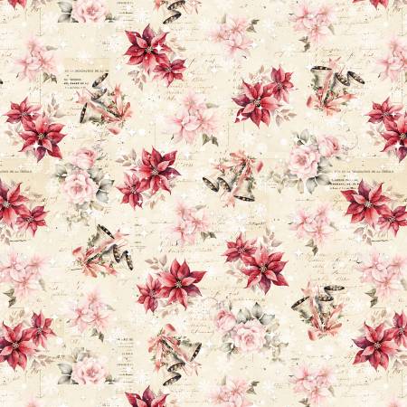 Christmas Magic Ivory Poinsettias & Bells 806200