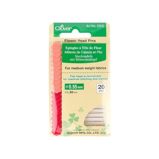 Clover Flower Head Pins Carded  20CT SZ22 Pink