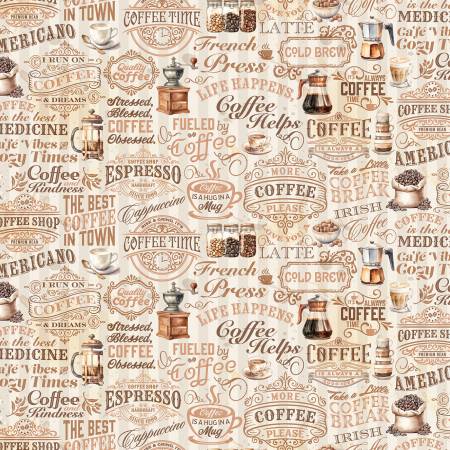 Coffee Time Text Cream 6172
