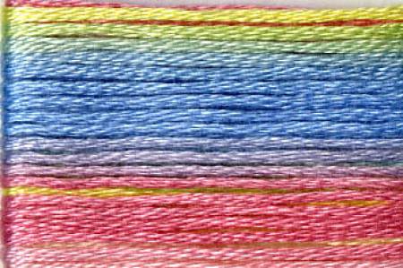 Cosmo Seasons Variegated Floss 8077 Yellow/Blue/Pink