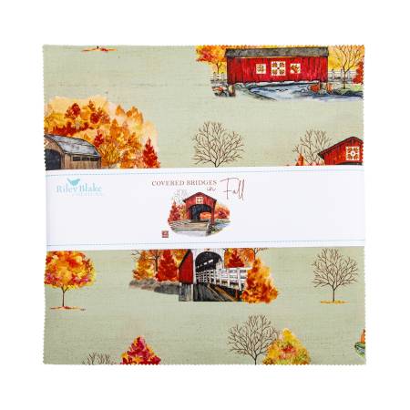 Covered Bridges in Fall 10in Squares