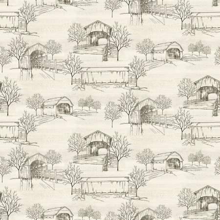 Covered Bridges in Fall Toile Cream 805142