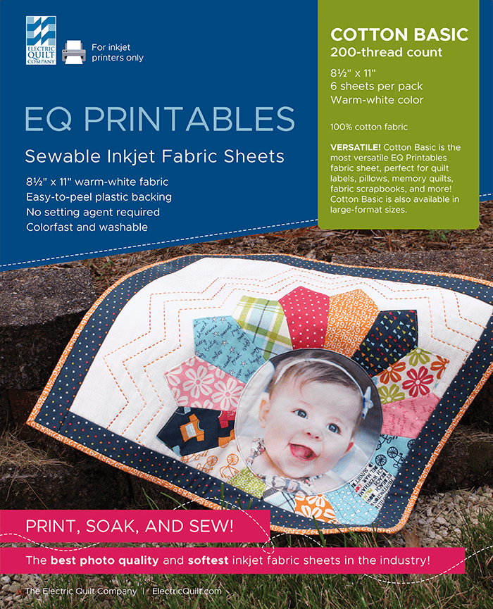 EQ Printables Cotton Basic inkjet fabric sheets package