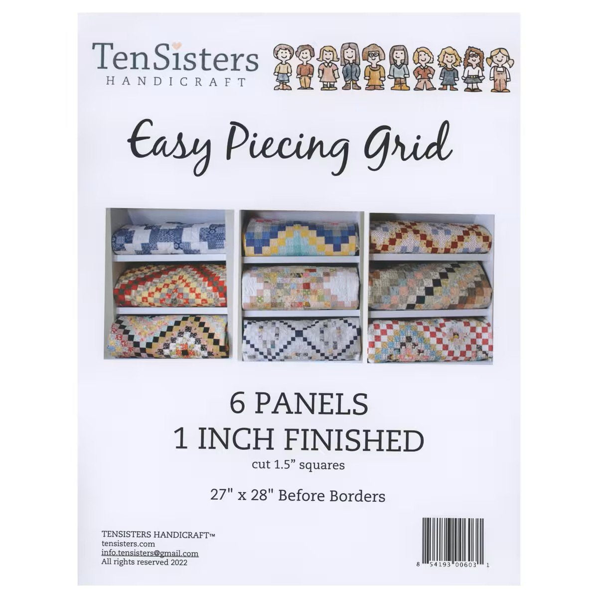 Easy Piecing Grid 1 inch Finished 6 Panels