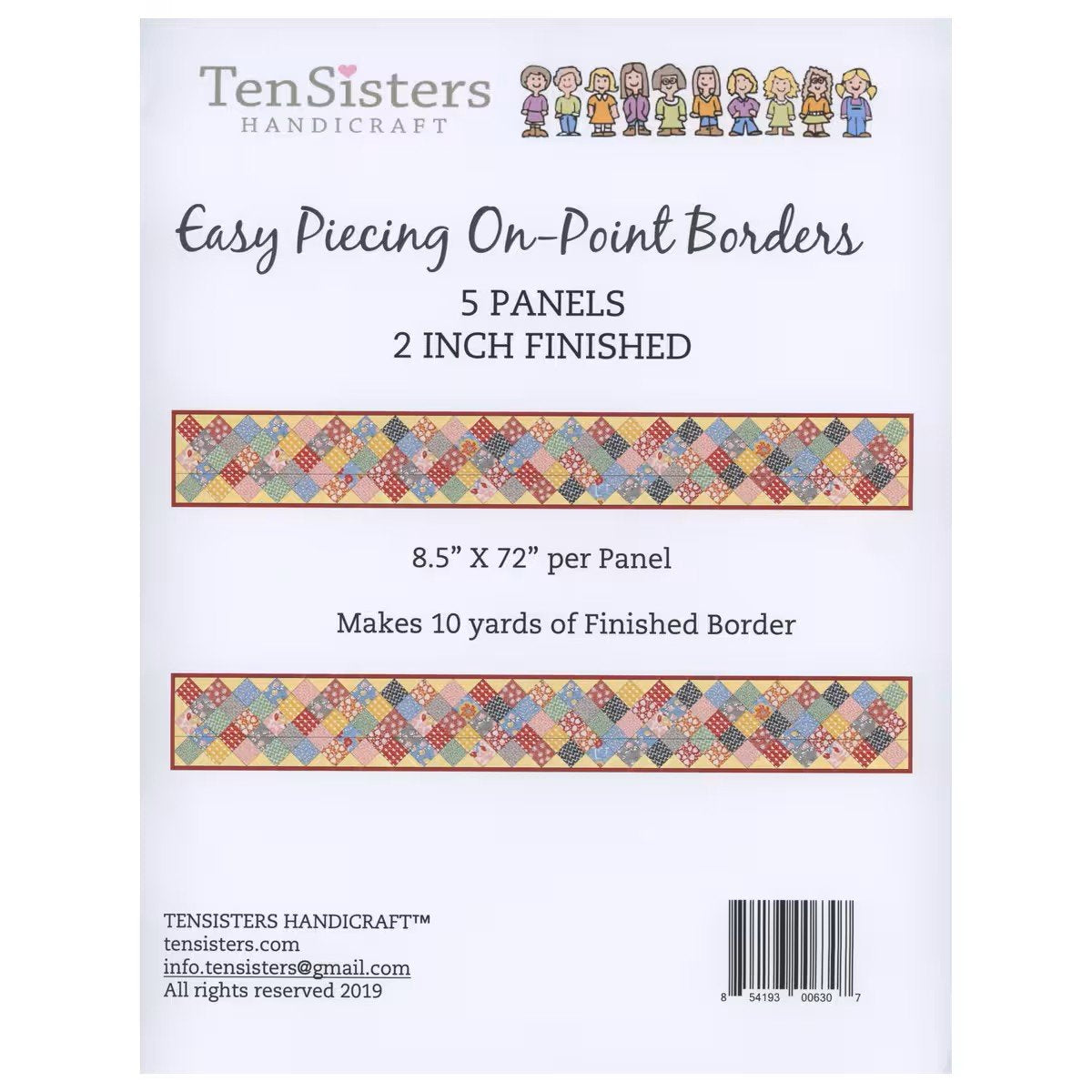 Easy Piecing Grid On-Point Borders 2 inch Finished 5 Panels