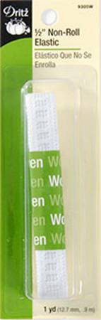 Elastic White Ribbed Non-Roll Elastic 1/2in x 1yd