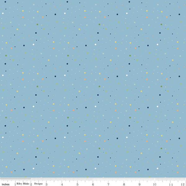 Love You to the Moon Flannel Stars Blue
