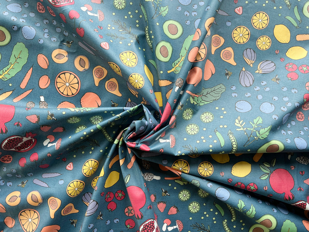 Splash Laminate Cotton Fabric - Kale Veggies
