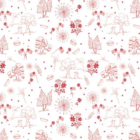 Firework Fields Independence Toile White 6294