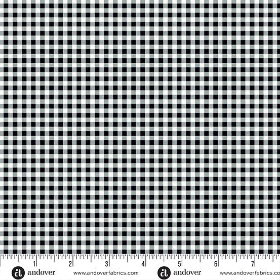 Ghostly Garden Bitty Gingham Black 6282