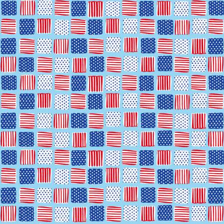 Great American Summer Multi Stripes and Stars in Small Squares 2185