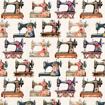 Happy Place Ecru Floral Sewing Machines 5605