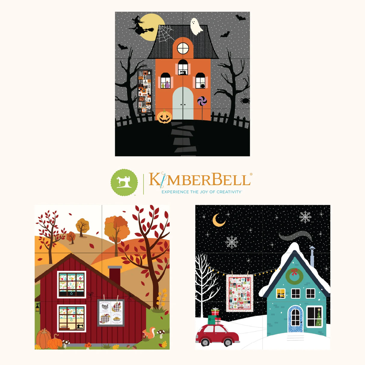 Kimberbell Home Sewn Tiling Scenes Vol. 3 Pattern & Fabric Bundle