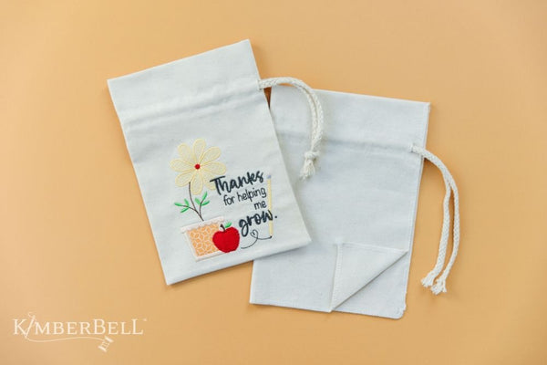 Kimberbell Canvas Cinch Sack Blank Pack of 2 Beige