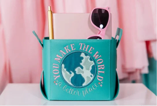 Kimberbell Folding Storage Tote Blank Turquoise