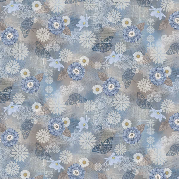 Kindly Yours Blue/Taupe Butterflies 6609
