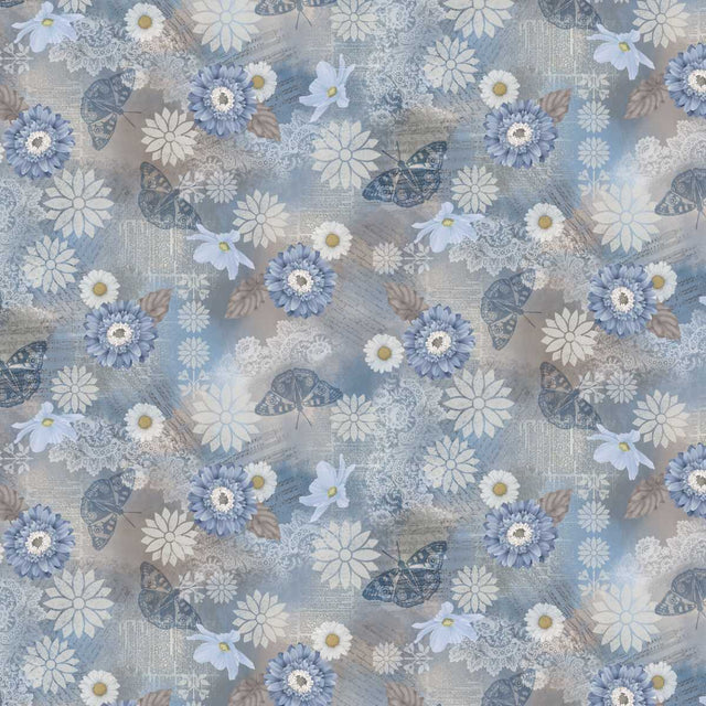 Kindly Yours Blue/Taupe Butterflies 6609