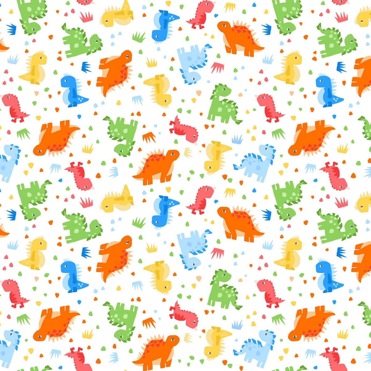 Playtime Flannel Dinousars White