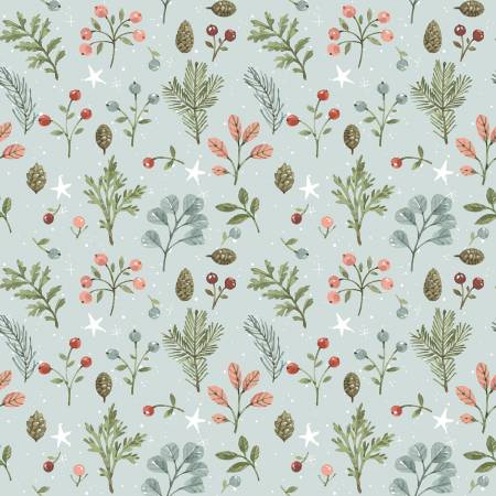 Magical Winterland Foliage Blue  4428