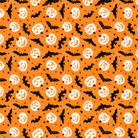 Midnight Hauntings Orange Bats and Pumpkins 805109